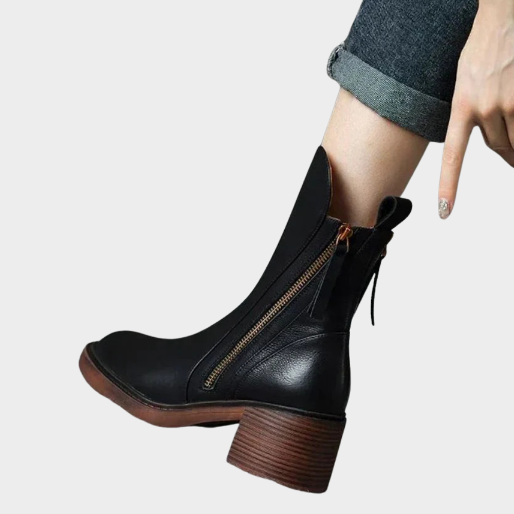 Gabriella - Comfortable Leather Ankle Heeled Boots