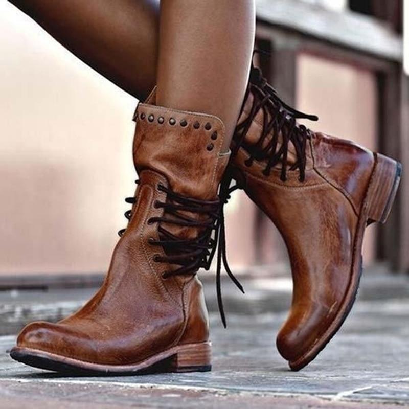 Nona - rustic vintage leather boots