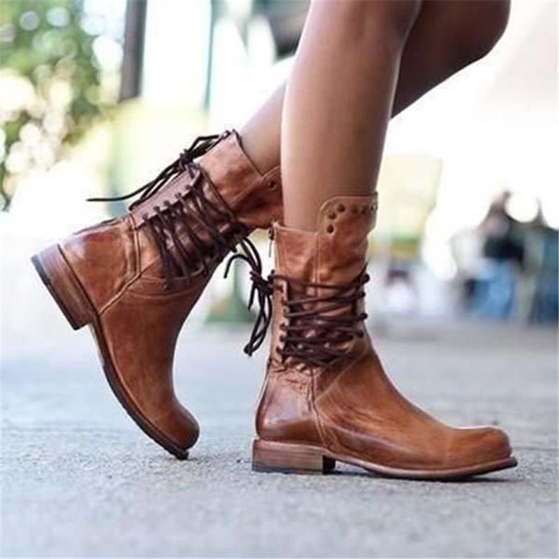 Nona - rustic vintage leather boots