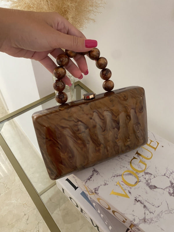Brown Ball Handle Clutch