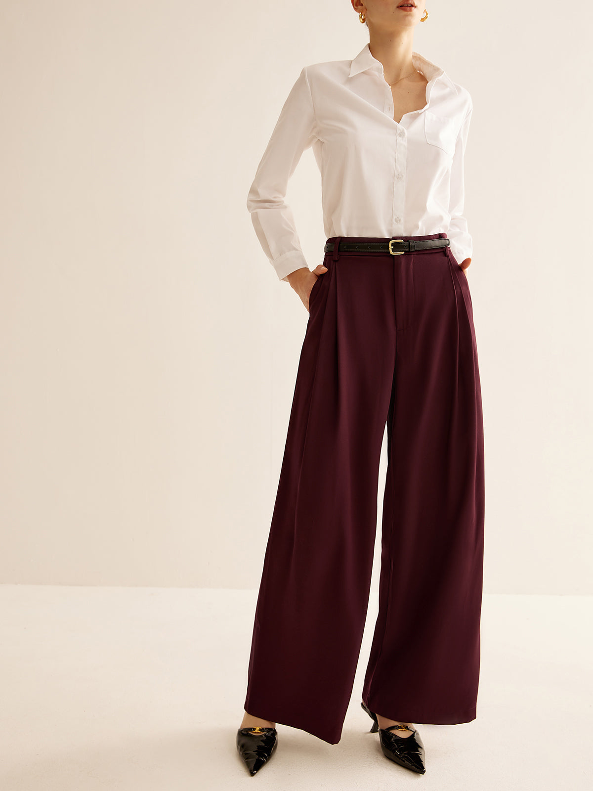 Pleated Wide Leg Pants