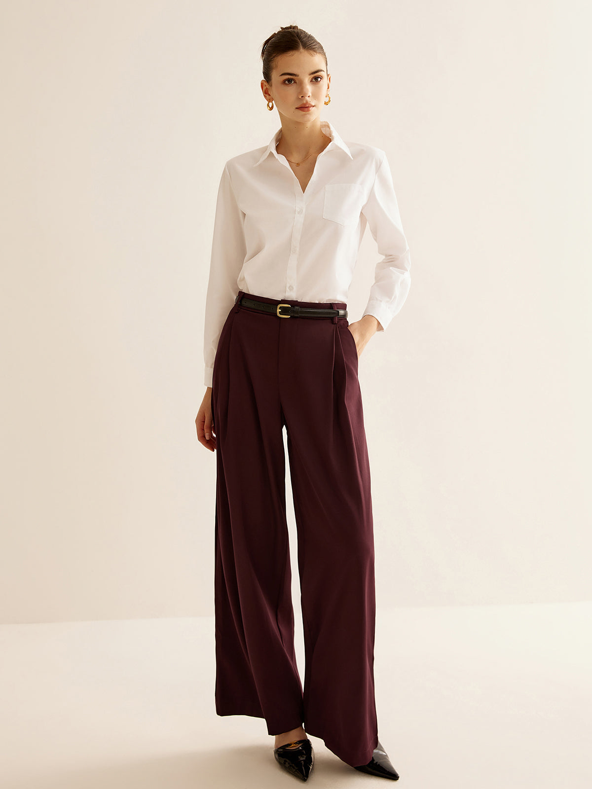 Pleated Wide Leg Pants