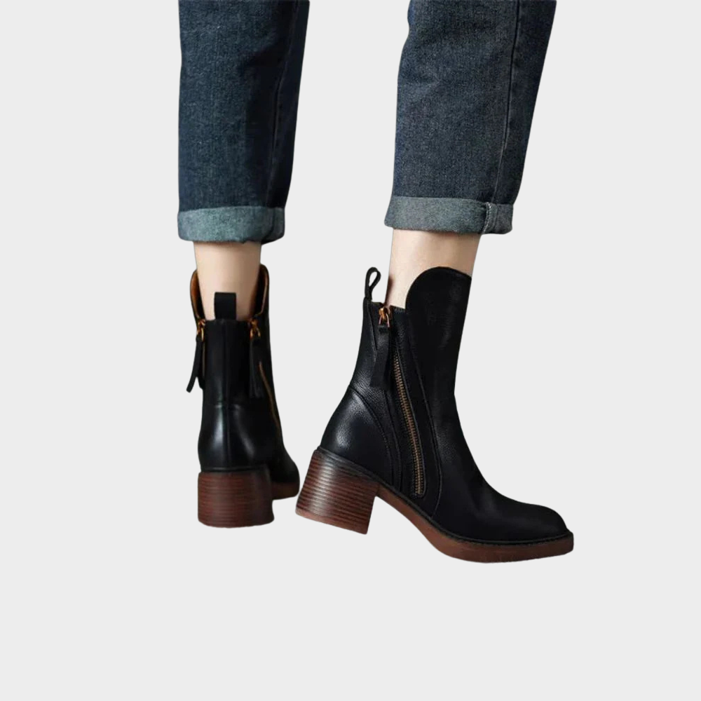 Gabriella - Comfortable Leather Ankle Heeled Boots
