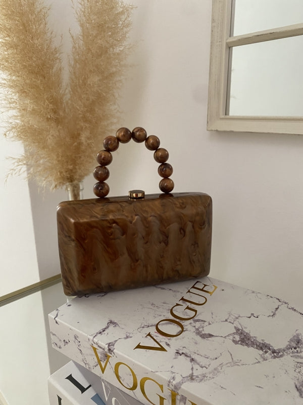 Brown Ball Handle Clutch