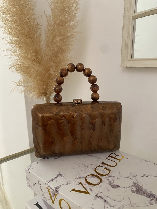 Brown Ball Handle Clutch