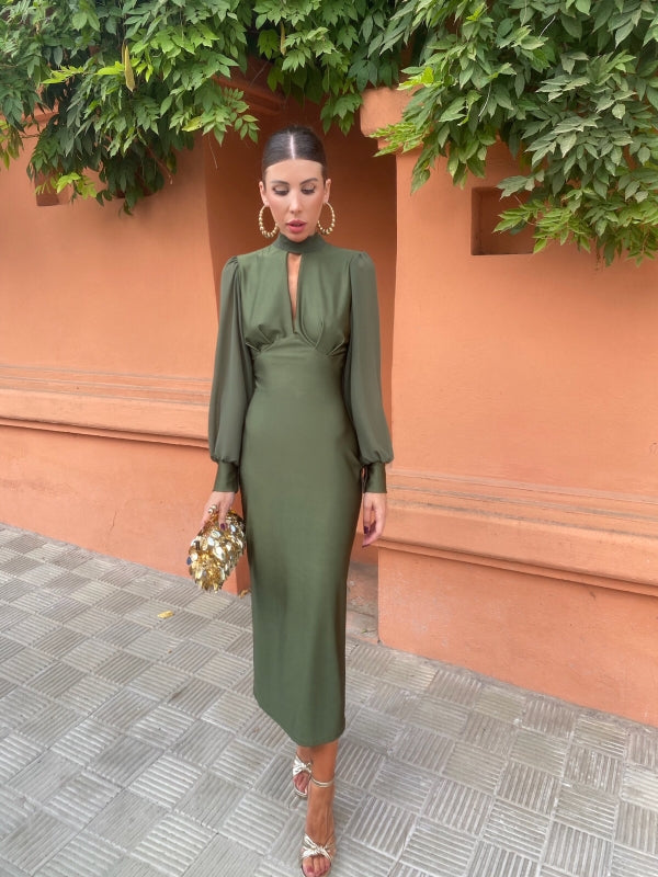 Vestido Mónaco Verde Seco